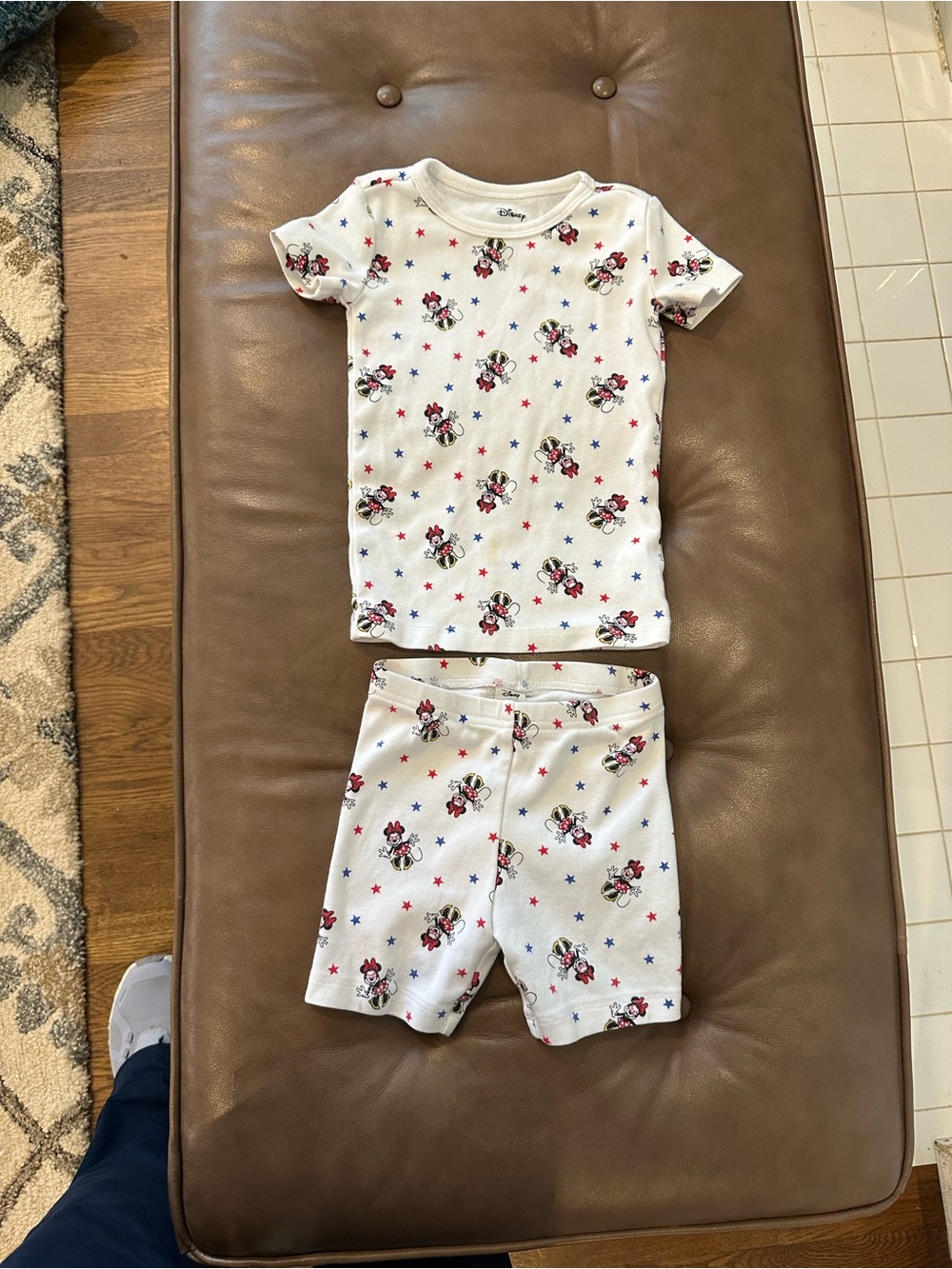 Disney/Janie&Jack GirlsMinnie Mouse Short Sleeve Pajama Set - Red & Blue Stars